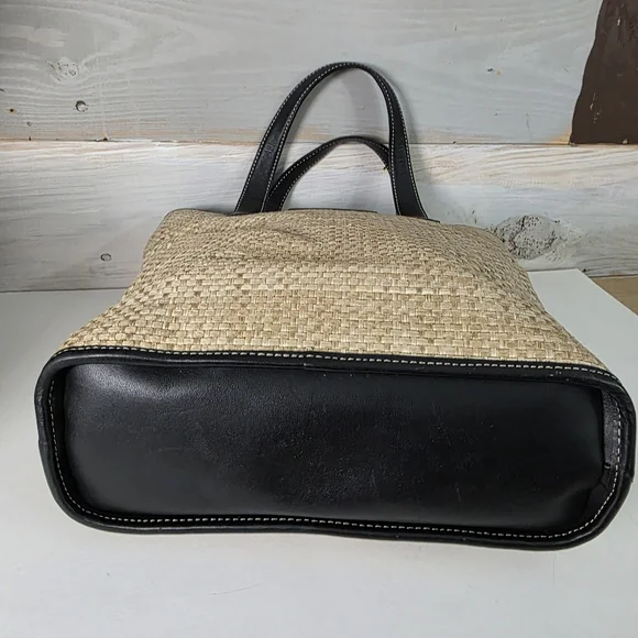 Coach Black and Tan Woven Tote Bag & Coach Scarf - Picture 6 of 15